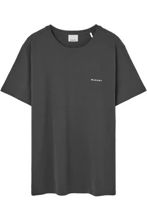 Isabel Marant Tops, Heren, Blauw, L, Katoen, Blauw Katoen Logo Print T-shirt