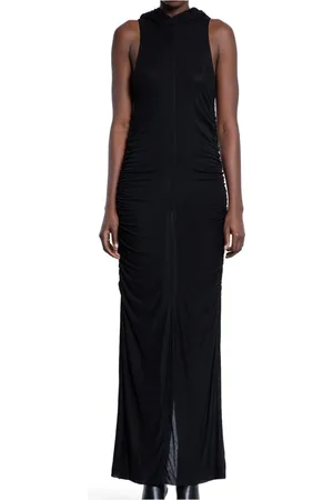 THOM KROM Kleedjes, Dames, Zwart, XS, Zwarte Mouwloze Jurk met Gerimpelde Details