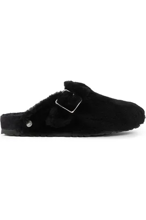 Birkenstock Schoenen, Heren, Zwart, 45 EU, Shearling Gesp Sandalen
