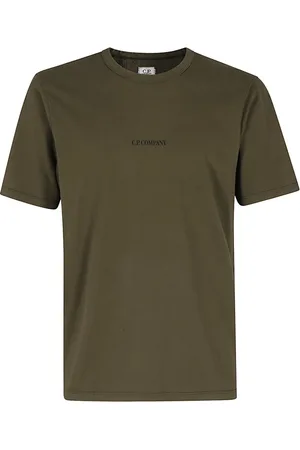 C.P. Company Tops, Heren, Groen, 2Xl, Geverfd Logo T-shirt