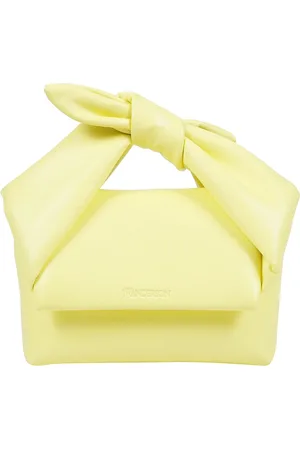 J.W.Anderson Tassen, Dames, Geel, ONE Size, Leer, Twister Leren Handtas met Kettingriem