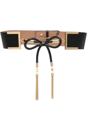 Elisabetta Franchi Accessoires, Dames, Zwart, M, Leer, Elegante Leren Riem