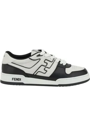 Fendi Schoenen, Heren, Zwart, 38 EU, Stijlvolle Leren Sneakers met Paneeldesign
