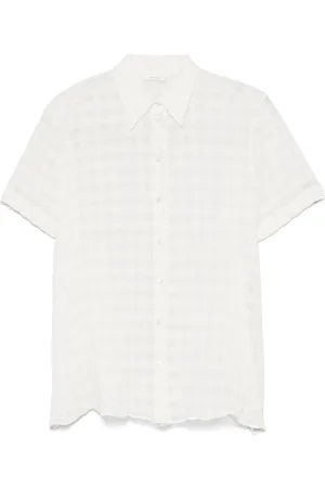 Xacus Blouses & Shirts, Dames, Wit, L, Witte Button-Up Shirt Korte Mouwen