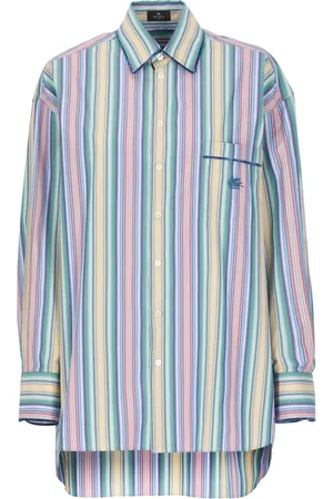 Etro Blouses & Shirts, Dames, Veelkleurig, XS, Katoen, Katoenen Shirt met Asymmetrische Zoom