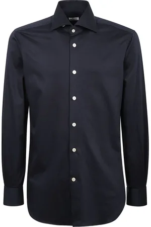 Kiton Overhemden, Heren, Blauw, M, Katoen, Regular Fit Franse Kraag Overhemd