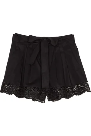 Twin-Set Korte broeken, Dames, Zwart, 2Xs, Katoen, Katoenen Shorts Elegant Lente Geborduurd Comfortabel