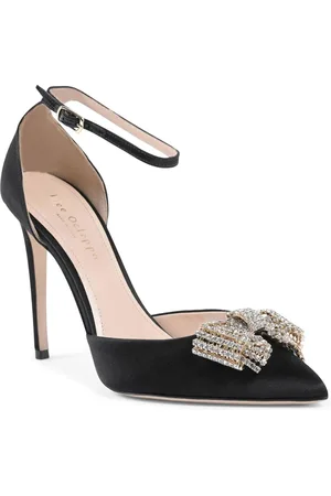 DEE OCLEPPO Schoenen, Dames, Zwart, 35 EU, Satijn, Kristal Boog Satijnen Pomp