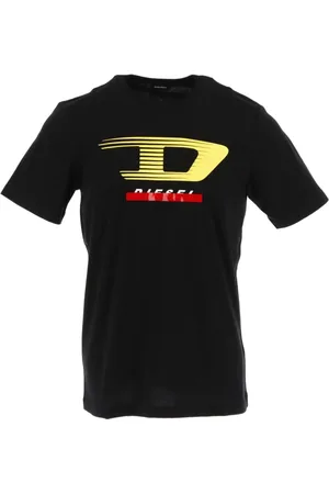 Diesel Tops, Heren, Zwart, S, Katoen, Stijlvol Bedrukt Katoenen T-shirt