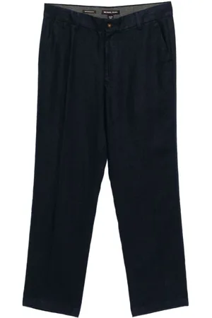 Michael Kors Broeken, Heren, Blauw, W40, Blauwe Broek met Voorknoopsluiting