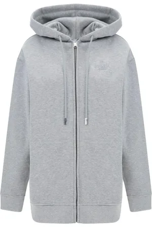 Fendi Sweatshirts & Hoodies, Dames, Grijs, S, Katoen, Zip-Up Hoodie Relaxed Fit
