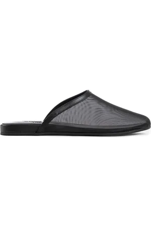 Ancient Greek Sandals Schoenen, Dames, Zwart, 40 EU, Leer, Zwarte Mesh Leren Slipper Open Achterkant
