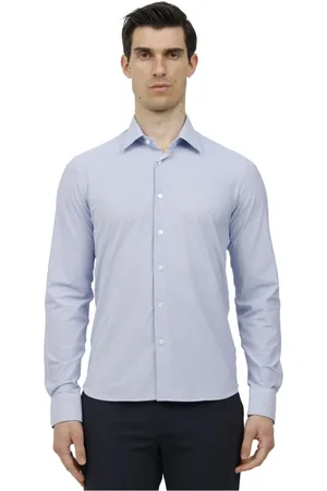 RRD Overhemden, Heren, Blauw, M, Jacquard Oxford Overhemd Micro-Patroon Stof