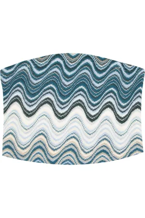 MC2 SAINT BARTH Tops, Dames, Blauw, L, Elastische Bandeau Top Normale Pasvorm
