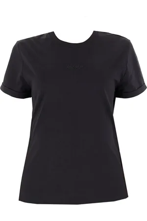 Dondup Tops, Dames, Zwart, XS, Katoen, Katoenen T-shirt met Logoprint