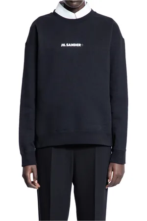 Jil Sander Sweatshirts & Hoodies, Dames, Zwart, L, Katoen, Zwart Katoenen Crewneck Sweatshirt Oversized Boxy Fit