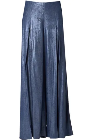 pennyblack Broeken, Dames, Blauw, L, Polyester, Elegante Palazzo Polyester Broek