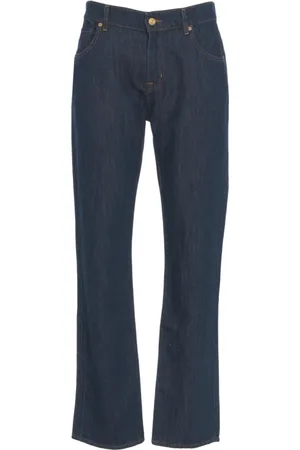 7 for all Mankind Jeans, Heren, Blauw, W36, Katoen, Blauwe Straight Leg Jeans Ss 25