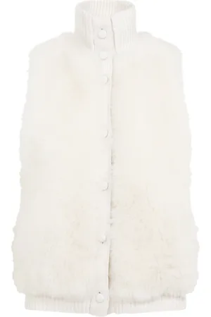 YVES SALOMON Jassen, Dames, Wit, 36 EU, Leer, Luxe Witte Jas Aw 24