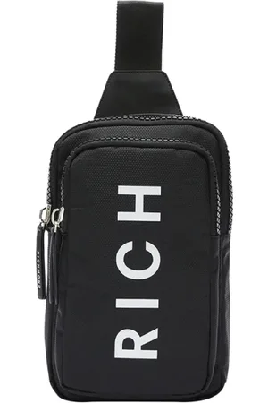 John Richmond Tassen, Heren, Zwart, ONE Size, Nylon, Sportieve Zwarte Schoudertas