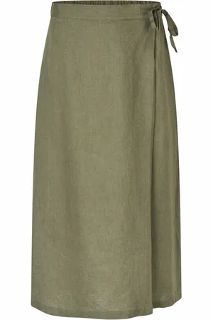 Masai Rokken, Dames, Groen, XL, Linnen, Groene Linnen Omslagrok Klassieke Stijl