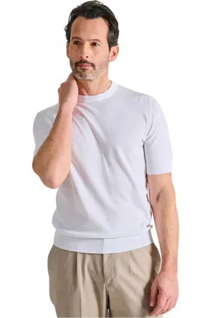 FILIPPO DE LAURENTIIS Truien, Heren, Wit, XL, Katoen, Witte Katoenen Crepe Gebreide Top