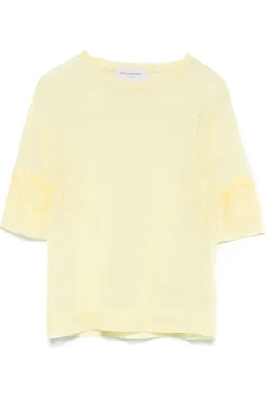 ERMANNO SCERVINO Tops, Dames, Geel, M, Doorschijnend T-shirt Elegant Casual Mode Top