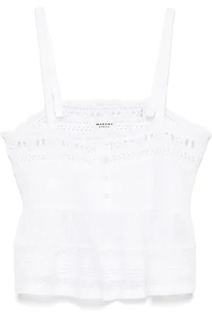 Isabel Marant Tops, Dames, Wit, M, Katoen, Bianco Top Sierlijke Katoenen Pasvorm