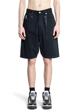 MASTERMIND Korte broeken, Heren, Zwart, L, Denim, Zwarte Denim D-Ring Broek