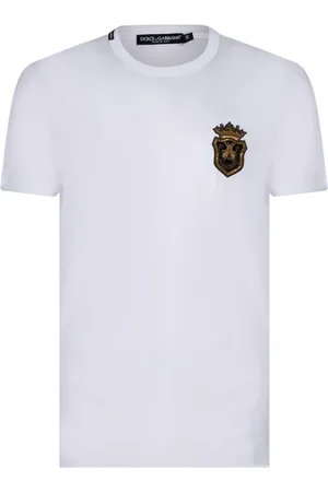 Dolce & Gabbana Tops, Heren, Wit, XL, Katoen, Wit T-shirt met Heraldiek Wapenschild