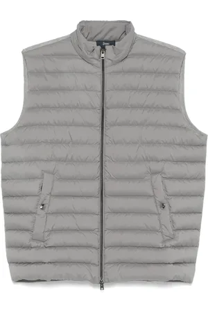 HERNO Jassen, Heren, Grijs, L, Wol, Wol Zijde Lichtgewicht Gilet Volledige Rits