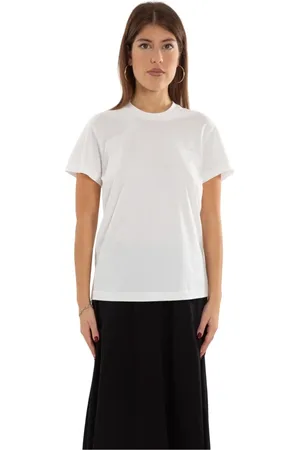 Y-3 Tops, Dames, Wit, S, Reguliere Tee met Tonal Logo