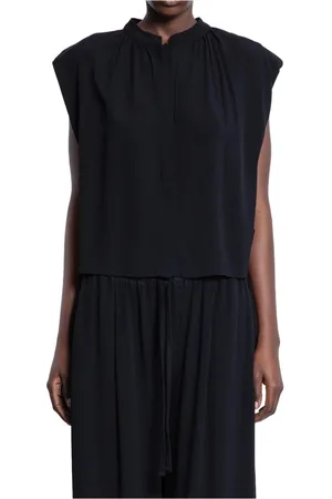 THOM KROM Tops, Dames, Zwart, M, Zwarte Viscose Jersey Blouse