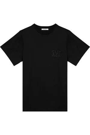 Max Mara Tops, Dames, Zwart, M, Korte Mouw Ronde Hals T-Shirt