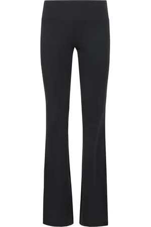 Courrèges Broeken, Dames, Zwart, M, Leer, Laag getailleerde broek met wijde pijpen