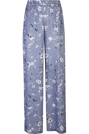 ELEVENTY Broeken, Dames, Veelkleurig, L, Zijden Georgette Ramage Print Palazzo Broek