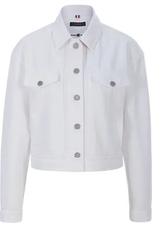 Riani Jassen, Dames, Wit, 2Xl, Denim, Denim jas met metalen knopen
