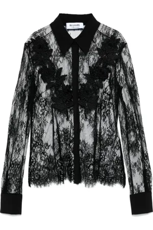 Blugirl Blouses & Shirts, Dames, Zwart, M, Zwarte klassieke kraag overhemd