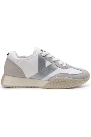 Kèh-Noo Schoenen, Dames, Grijs, 40 EU, Nylon, Vintage wit zilveren sneakers