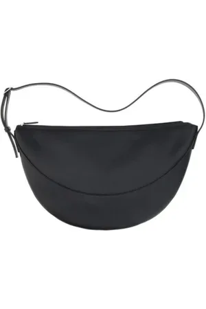 The Row Tassen, Dames, Zwart, ONE Size, Leer, Halvemaan Leren Schoudertas