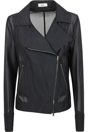 HERNO Jassen, Dames, Zwart, L, Dubbelbreasted jas, semi-transparante retrostijl