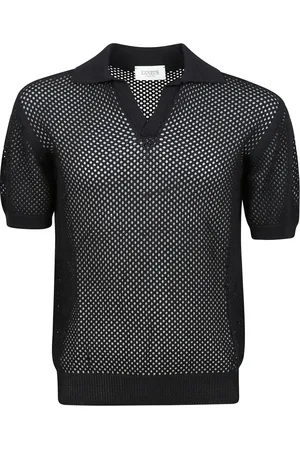 LANEUS Tops, Heren, Zwart, M, Gebreid Polo Shirt