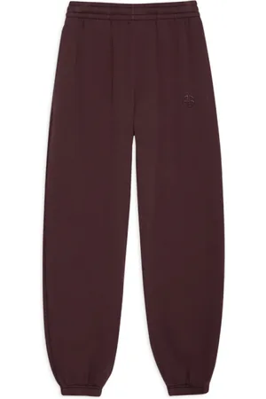 ANINE BING Broeken, Dames, Paars, S, Katoen, Donker Bordeauxrode Oversized Jogger Broek