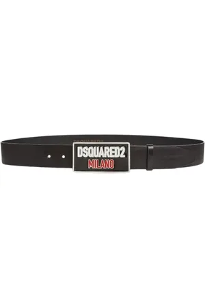 Dsquared2 Accessoires, Heren, Zwart, 90 CM, Leer, Logo Plaque Leren Riem