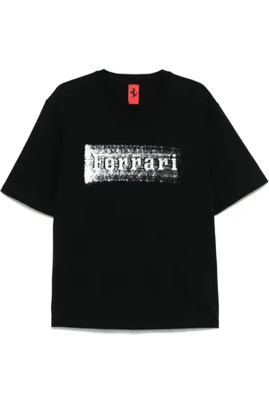 FERRARI Tops, Heren, Zwart, S, Zwarte Crew Neck T-shirts en Polos