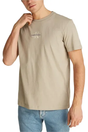 Calvin Klein Tops, Heren, , M, Katoen, Ronde Hals Katoenen T-Shirt