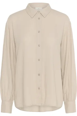 Kaffe Blouses & Shirts, Dames, , 2Xl, Linnen, Veergrijze Overhemdblouse Losse Pasvorm