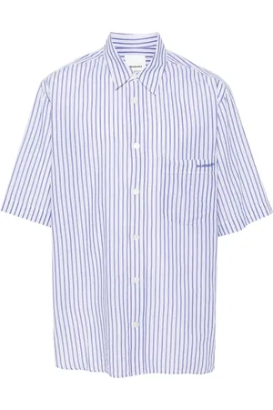 Isabel Marant Overhemden, Heren, Blauw, L, Katoen, Blauw Gestreept Katoenen Overhemd