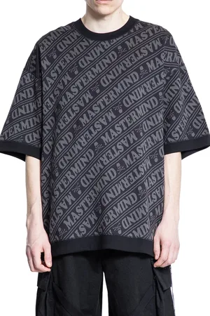 MASTERMIND Tops, Heren, Zwart, L, Diagonal Logo Print T-Shirt