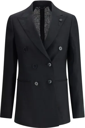 LARDINI Jassen, Dames, Zwart, M, Linnen, Linnen Blazer